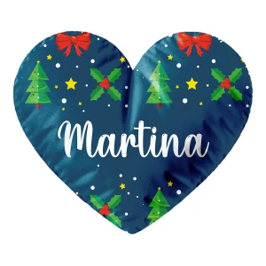Cuscino a cuore Natale PERSONALIZZABILE con nome Fantasia Blu Idea regalo Natale