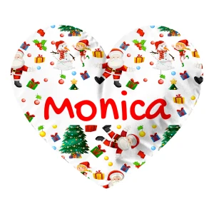 Cuscino a cuore Natale PERSONALIZZABILE con nome Fantasia Bianca Idea regalo Natale