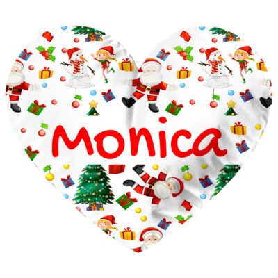 Cuscino a cuore Natale PERSONALIZZABILE con nome Fantasia Bianca Idea regalo Natale