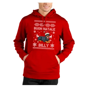 Felpa Natale PERSONALIZZABILE Rottweiler Uomo Donna Buon Natale Personalizza con nome del tuo cane Dog Christmas Felpa con cappuccio