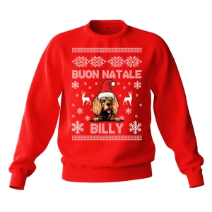 Felpa Girocollo Natale PERSONALIZZABILE Cocker Uomo Donna Buon Natale Personalizza con nome del tuo cane Dog Christmas Unisex