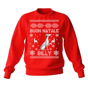 Felpa Girocollo Natale PERSONALIZZABILE Dalmata Uomo Donna Buon Natale Personalizza con nome del tuo cane Dog Christmas Unisex