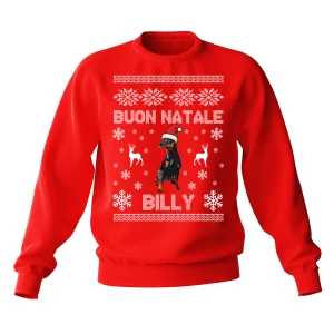 Felpa Girocollo Natale PERSONALIZZABILE Doberman Dobermann Uomo Donna Buon Natale Personalizza con nome del tuo cane Dog Christmas Unisex