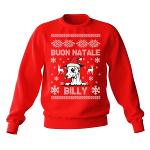 Felpa Girocollo Natale PERSONALIZZABILE Levriero Uomo Donna Buon Natale Personalizza con nome del tuo cane Dog Christmas Unisex