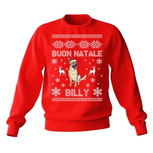 Felpa Girocollo Natale PERSONALIZZABILE Pastore Tedesco Uomo Donna Buon Natale Personalizza con nome del tuo cane Dog Christmas Unisex