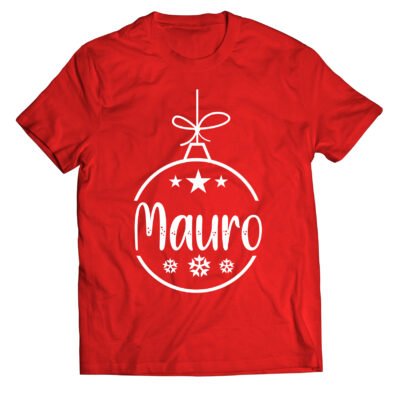 T-shirt Natale personalizzabile con nome pallina di Natale