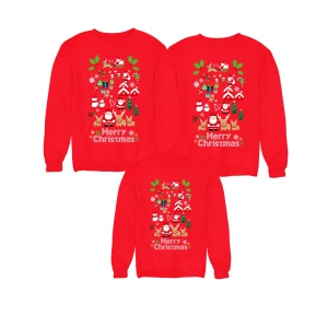 Tris Felpe Natale Famiglia Merry Christmas Felpe Girocollo divertenti Natalizie Idea regalo Unisex