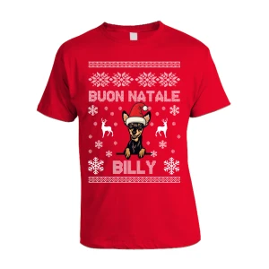Maglietta Natale PERSONALIZZABILE Pincher Pinscher Uomo Donna Buon Natale Personalizza con nome del tuo cane Dog Christmas