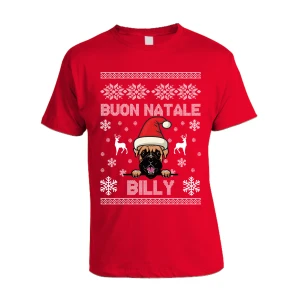 Maglietta Natale PERSONALIZZABILE Boxer Uomo Donna Buon Natale Personalizza con nome del tuo cane Dog Christmas