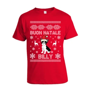 Maglietta Natale PERSONALIZZABILE French Bull Bulldog Francese Uomo Buon Natale Personalizza con nome del tuo cane Dog Christmas