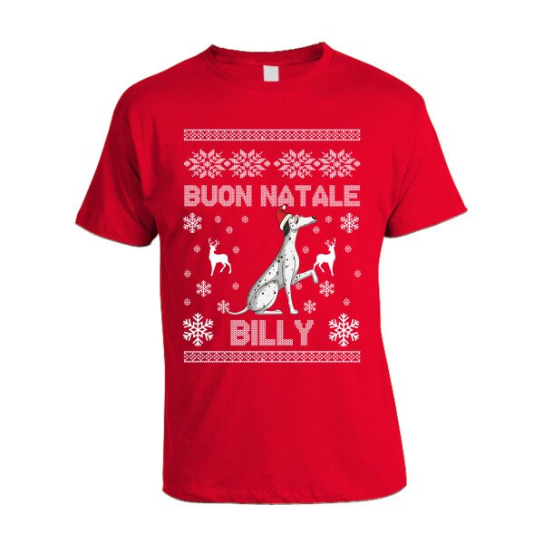 Maglietta Natale PERSONALIZZABILE Dalmata Uomo Donna Buon Natale Personalizza con nome del tuo cane Dog Christmas