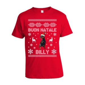 Maglietta Natale PERSONALIZZABILE Doberman Dobermann Uomo Donna Buon Natale Personalizza con nome del tuo cane Dog Christmas