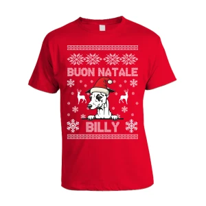 Maglietta Natale PERSONALIZZABILE Levriero Uomo Donna Buon Natale Personalizza con nome del tuo cane Dog Christmas