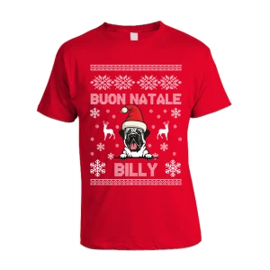 Maglietta Natale PERSONALIZZABILE Mastino Uomo Donna Buon Natale Personalizza con nome del tuo cane Dog Christmas