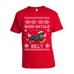 Maglietta Natale PERSONALIZZABILE Rottweiler Uomo Donna Buon Natale Personalizza con nome del tuo cane Dog Christmas