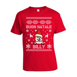 Maglietta Natale PERSONALIZZABILE Shiba Inu Uomo Donna Buon Natale Personalizza con nome del tuo cane Dog Christmas