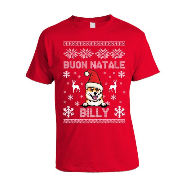 Maglietta Natale PERSONALIZZABILE Shiba Inu Uomo Donna Buon Natale Personalizza con nome del tuo cane Dog Christmas