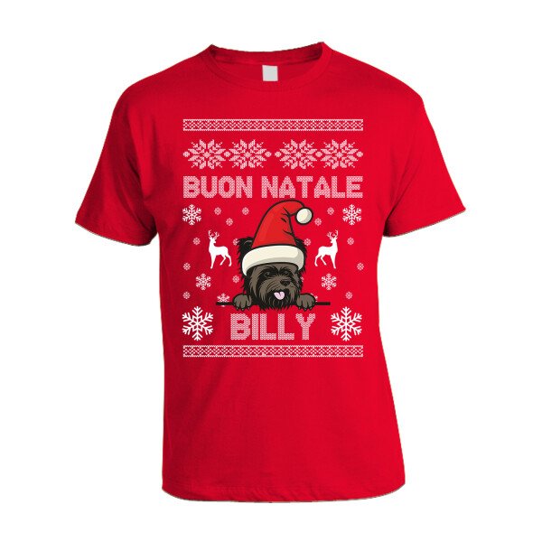 Maglietta Natale PERSONALIZZABILE Yorkshire Uomo Donna Buon Natale Personalizza con nome del tuo cane Dog Christmas