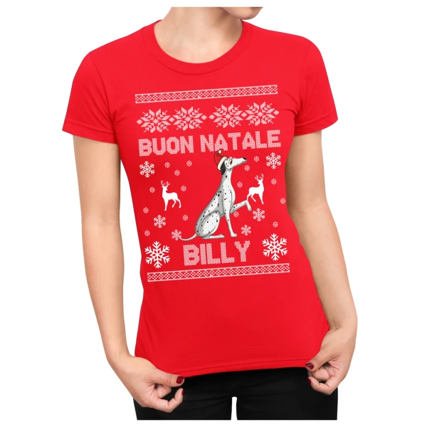 Maglietta Natale PERSONALIZZABILE Dalmata Uomo Donna Buon Natale Personalizza con nome del tuo cane Dog Christmas - immagine 2