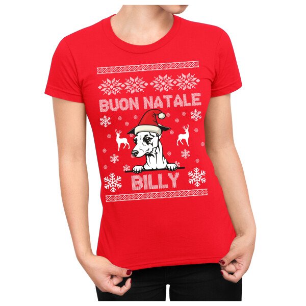 Maglietta Natale PERSONALIZZABILE Levriero Uomo Donna Buon Natale Personalizza con nome del tuo cane Dog Christmas - immagine 2