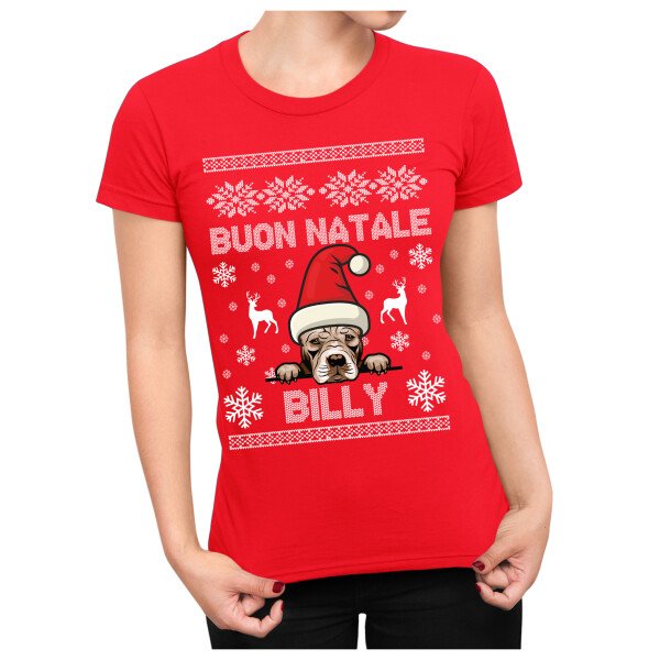 Maglietta Natale PERSONALIZZABILE Pitbull Uomo Donna Buon Natale Personalizza con nome del tuo cane Dog Christmas - immagine 2