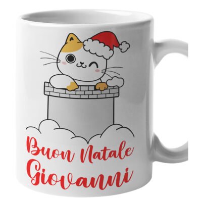 Tazza Natale PERSONALIZZABILE Gatto con nome Mug 11OZ Idea regalo Natale