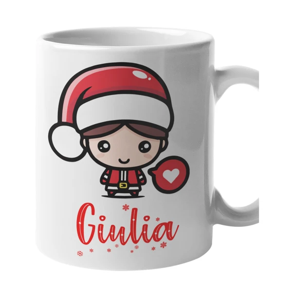Tazza Natale PERSONALIZZABILE Mini Babbo Natale con nome Mug 11OZ Idea regalo Natale
