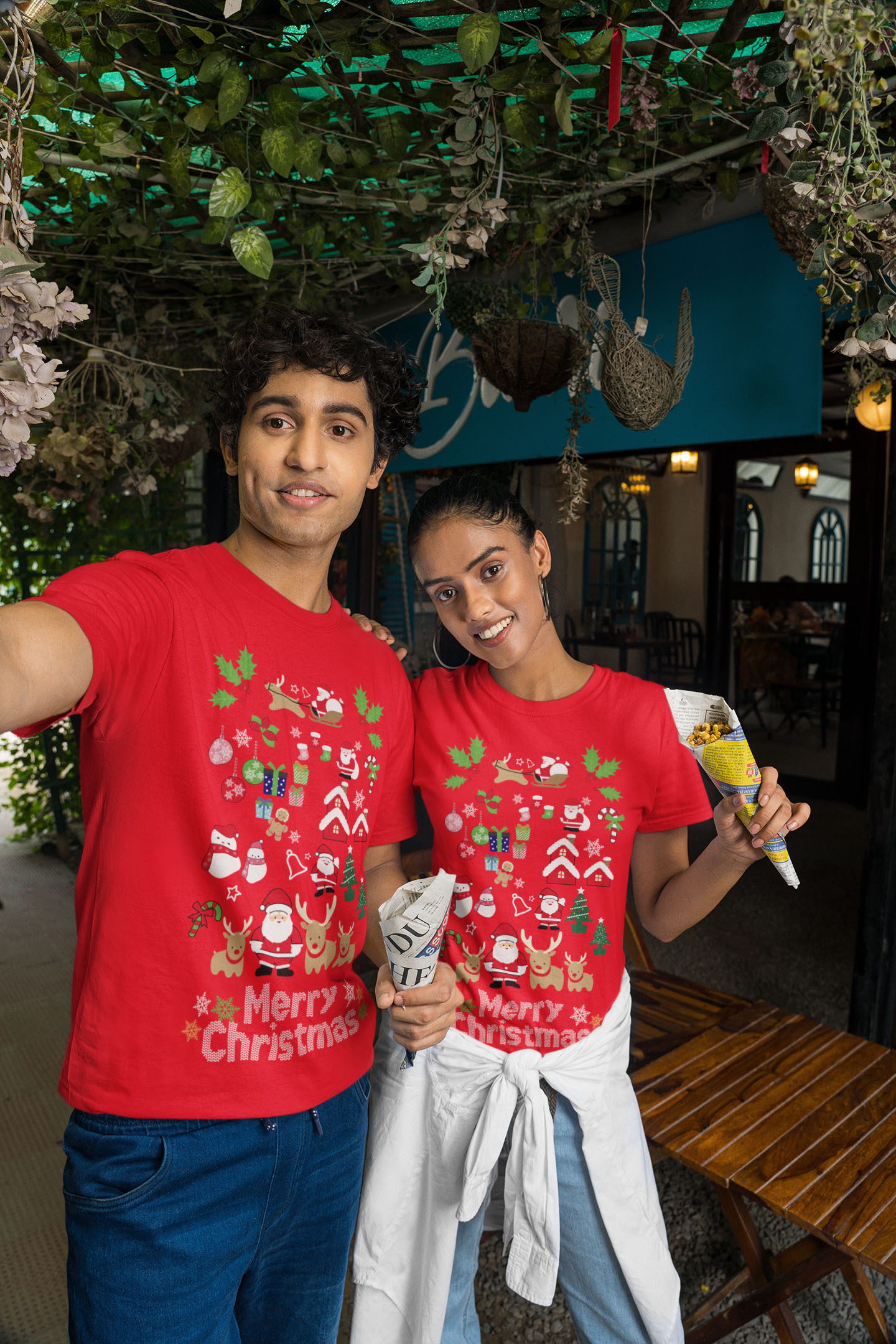 Coppia T-Shirt Magliette Natale Natalizie lui e lei Merry