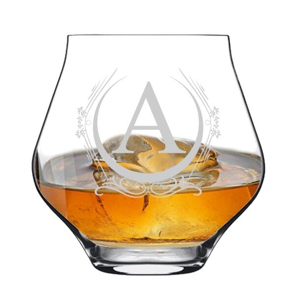 Bicchiere da Whisky o da Pinot con Incisione Iniziale - Seleziona la tua Iniziale - Idea regalo