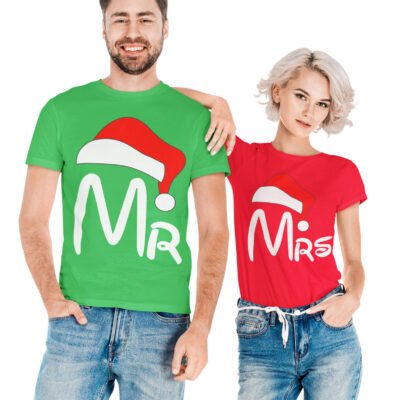 T-shirt natalizie per coppia Mr e Mrs