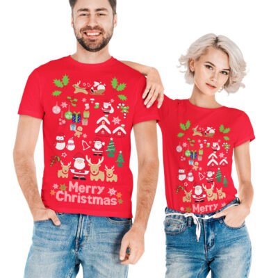 T-shirt natalizie per coppia Merry Christmas