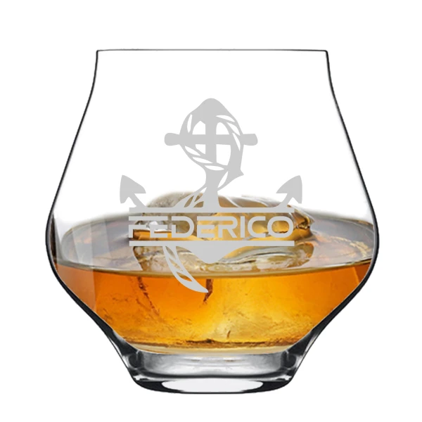 Bicchiere da Whisky o da Pinot PERSONALIZZABILE con nome Incisione Ancora - tumbler personalizzato - Idea regalo