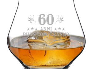 Bicchiere da Whisky o da Pinot 60 anni Buon Compleanno con incisione  - tumbler  - Idea regalo