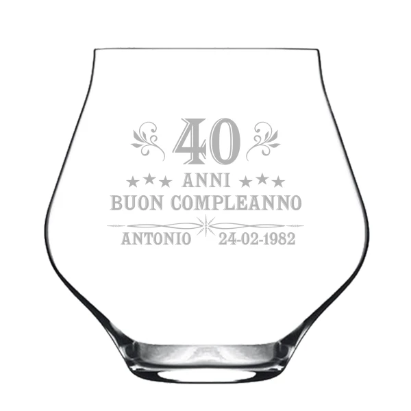 Bicchiere da Whisky o da Pinot PERSONALIZZABILE Compleanno con nome anni e data nascita Incisione - tumbler personalizzato - Idea regalo - immagine 3