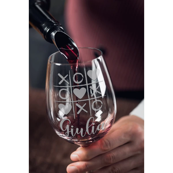 Coppia Calici Vino Personalizzabili con nome SanValentino Tris Innamorati Love 50cl - immagine 2