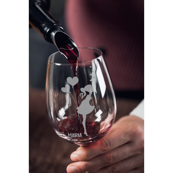 Coppia Calici Vino Personalizzabili con nome SanValentino Bacio Couple Innamorati Love 50cl - immagine 2