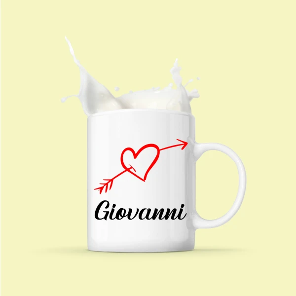 Coppia Tazze Sanvalentino Personalizzabile Cuore Freccia Cupido Personalizza con Nome Amore Innamorati Fidanzati Regalo Lui e Lei Mug 11 Oz - immagine 3