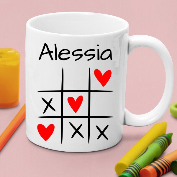 Tazza SanValentino Innamorati PERSONALIZZABILE CON NOME Cuori Tris - Love - Amore - Regalo Mug 11oz - immagine 3