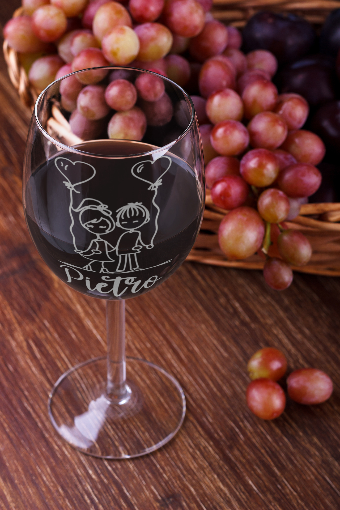 Coppia Calici Personalizzati Set da 2 calici vino personalizzati con nome  Innamorati - bicchiere in vetro 500 ml - ColorFamily