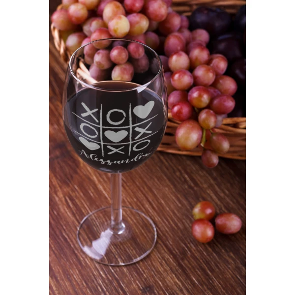 Coppia Calici Vino Personalizzabili con nome SanValentino Tris Innamorati Love 50cl - immagine 3