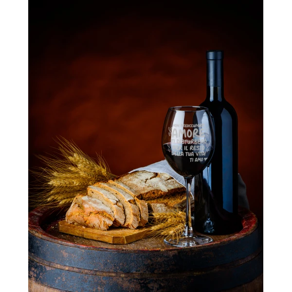 Calice SanValentino Vino Non preoccuparti amore, ti disturberò per il resto della tua vita Matrimonio Fidanzamento Amore Auguri 500 ml - immagine 5