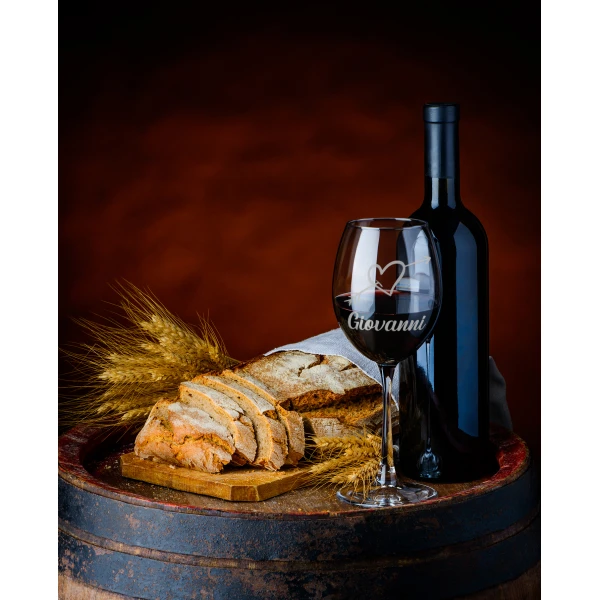 Coppia Calici Personalizzati SanValentino Set da 2 calici Vino SanValentino con Nome Cuore Freccia Innamorati Matrimonio Fidanzamento - Bicchiere in Vetro 500 ml - immagine 5