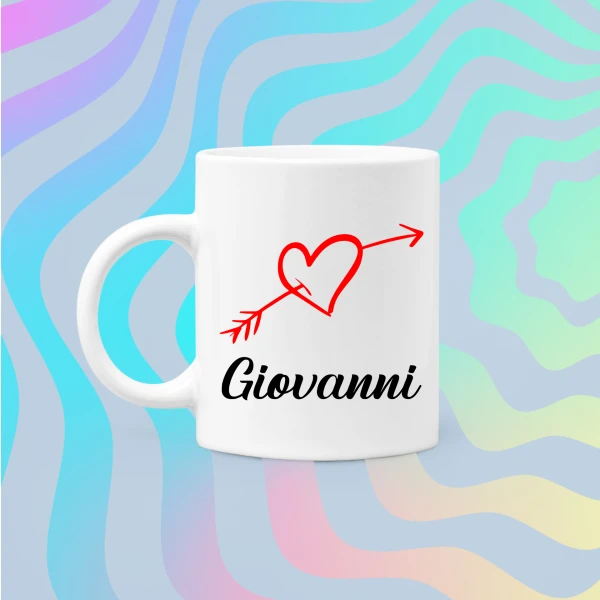 Coppia Tazze Sanvalentino Personalizzabile Cuore Freccia Cupido Personalizza con Nome Amore Innamorati Fidanzati Regalo Lui e Lei Mug 11 Oz - immagine 5