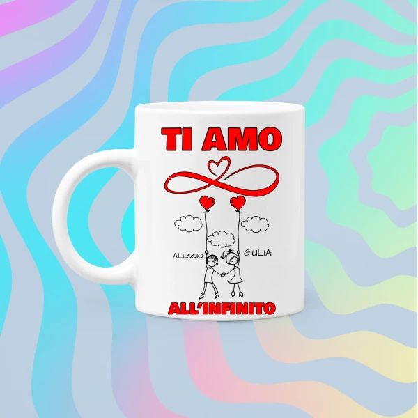 Tazza SanValentino Innamorati PERSONALIZZABILE CON NOME Ti amo all'infinito - Love - Amore - Regalo Mug 11oz - immagine 4