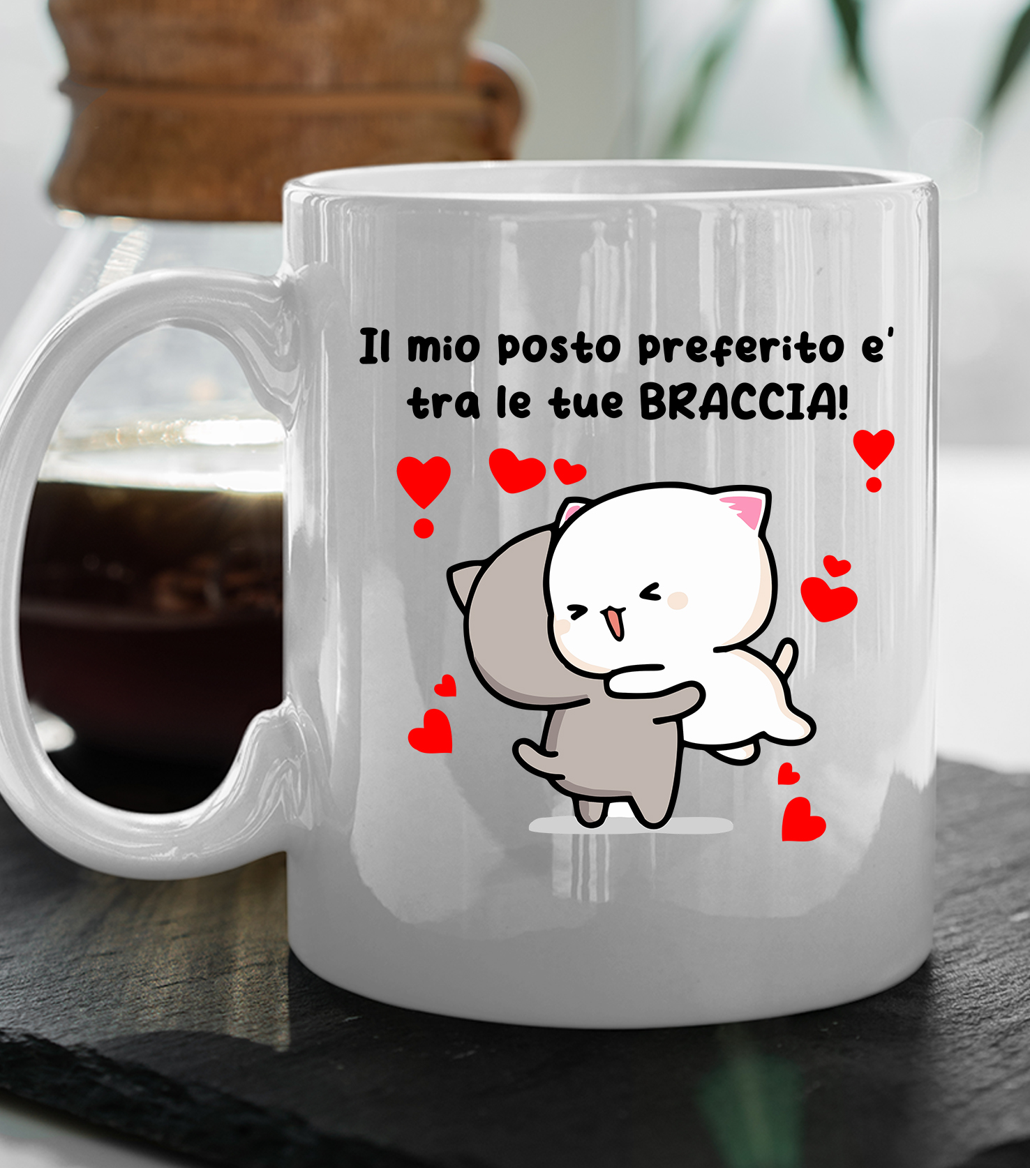 Coppia di tazze mug bianche con braccia 