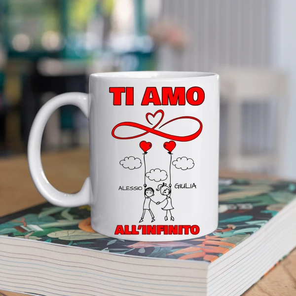 Tazza SanValentino Innamorati PERSONALIZZABILE CON NOME Ti amo all'infinito - Love - Amore - Regalo Mug 11oz - immagine 6