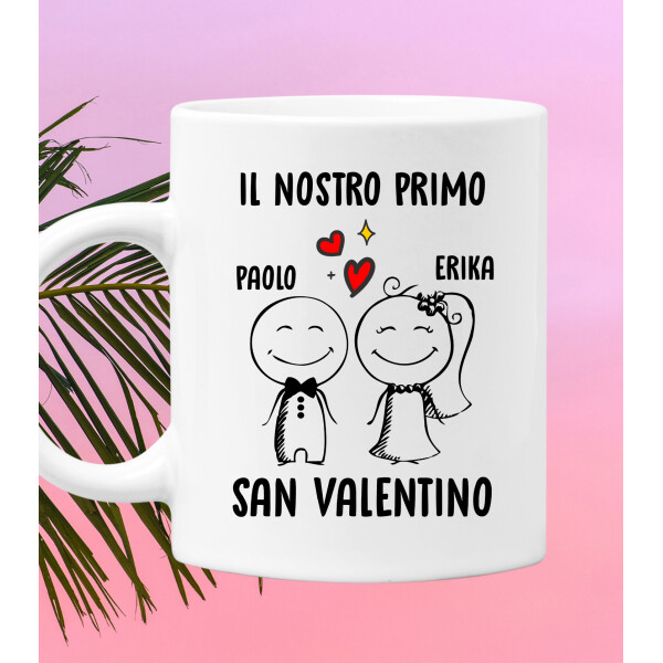 Tazza SanValentino Personalizzabile Il nostro 1° San Valentino personalizzabile con nome Love Innamorati Mug 11oz idea regalo - immagine 5