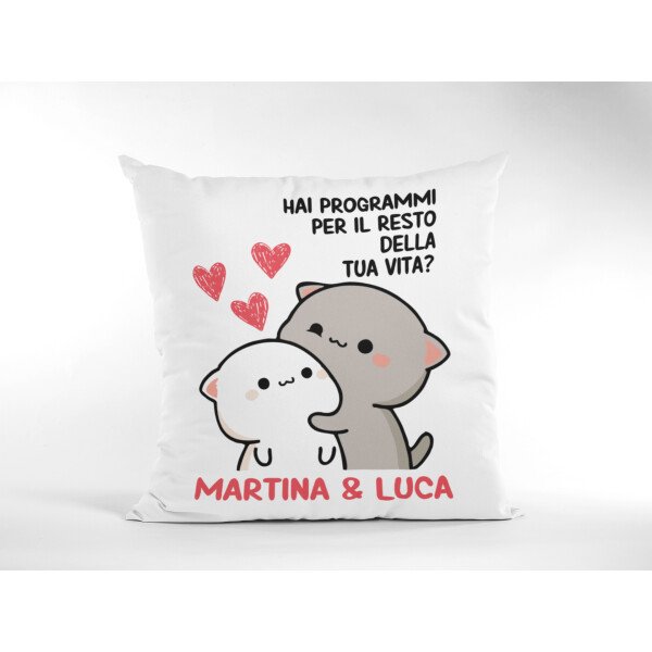 Cuscino SanValentino Personalizzabile Hai programmi per il resto della tua vita? personalizzabile con nome Love Innamorati 40x40 cmidea regalo - immagine 2
