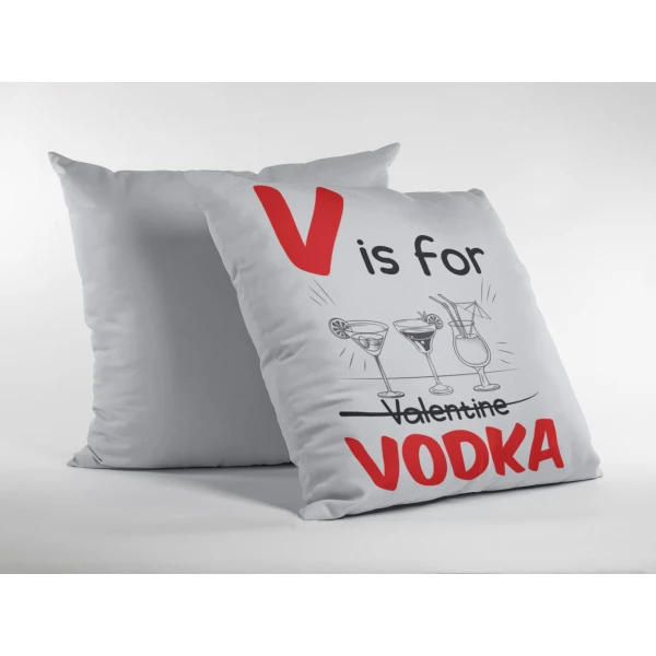 Cuscino SanValentino Innamorati V is for Vodka - Love - Amore - Regalo in cotone 40x40 cm - immagine 3