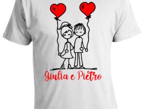 T-shirt San Valentino personalizzabile con nome coppia innamorati con palloncini